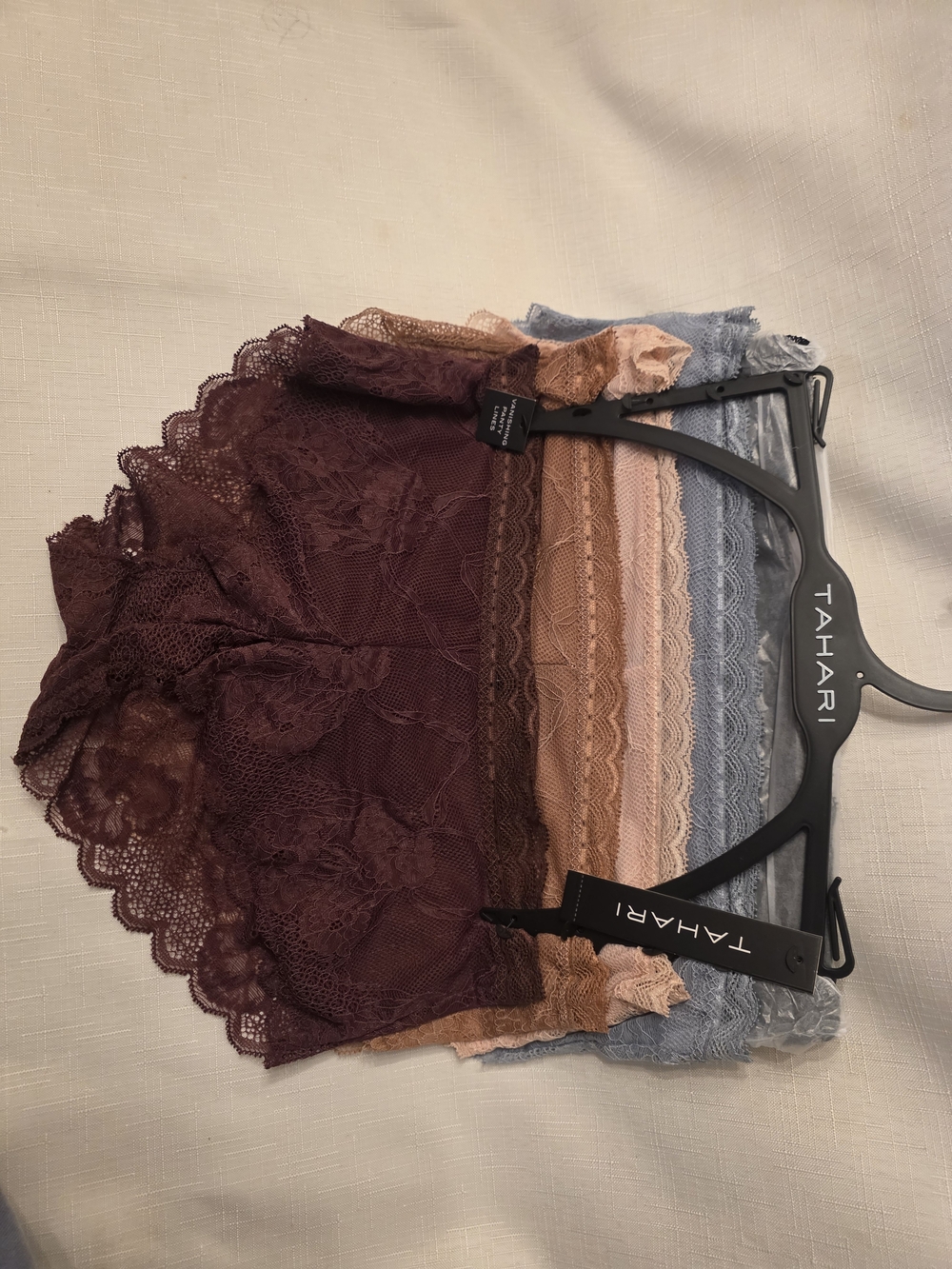 NWT - Tahari Lace Panties 5-Pack — Plum, Mauve, Rose Pink, Dusty Blue and Black